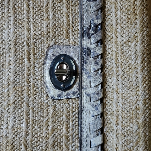 NWOT. Coach Straw Clutch with python leather trim. NWOT - Picture 5 of 14